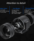 8 Inch Inline Duct Fan With 831 CFM And EC Motor, 0-100 Percent Variable Speed Controller, Heavy Duty Vent Booster