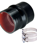 3.0 Inch ID Silicone Hump Hose Coupler With Heavy Duty Clamp Set For Pipes Connecting, 4 Ply Reinforced 5mm Wall, High Temp Performance, 4.0 Inch Length, Durable Industrial Grade Seal For Tough Automotive And Marine Use black coupler with clamp set