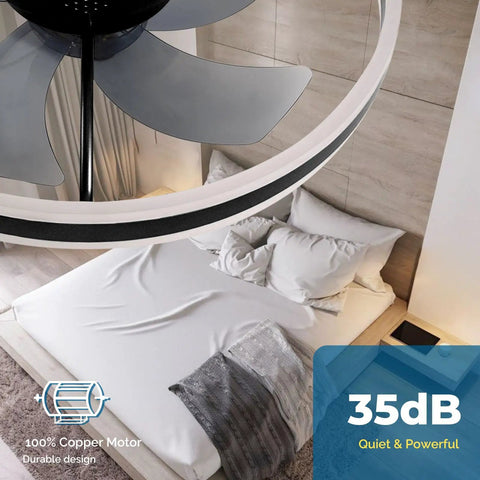 Smart 20 Inch Ceiling Fan With Lights Compatible With Alexa And Google Assistant, bedroom view, showing reversible blades.