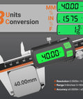 Type-C Rechargeable Digital Caliper with Stainless Steel Vernier, Unit Conversions F, Mm, and In, Large Backlit LCD visible