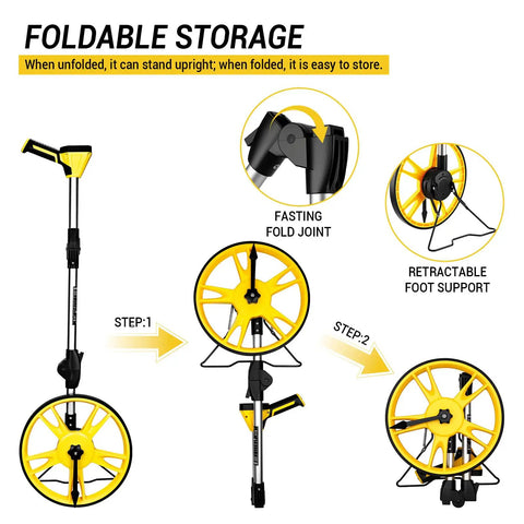 Digital Measuring Wheel With 12.5 Inch Wheel, Pro Grade Precision, Switchable Feet And Meters On Digital Display, Folding Roller With Storage Bag For Quick Distance Readings At Worksites And DIY Projects; foldable storage and retractable foot