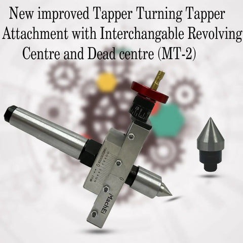 MT2 Tailstock Compatible Precision Taper Turning Attachment with Interchangeable Revolving and Dead Centers, close-up view