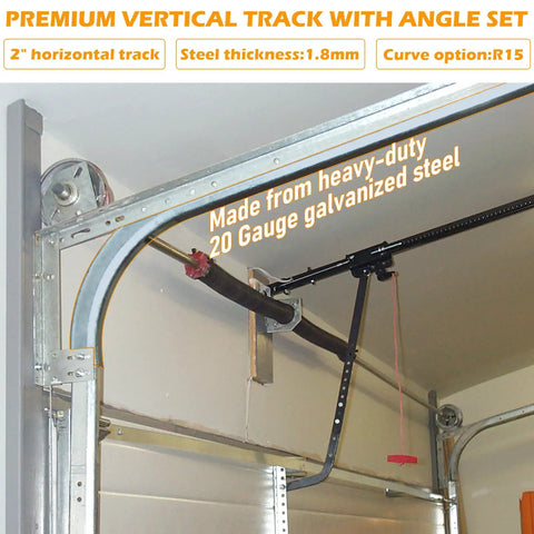 Garage Door Curved Track R15 Pair For Smooth Opening Durable Replacement Rails visible in a garage installation