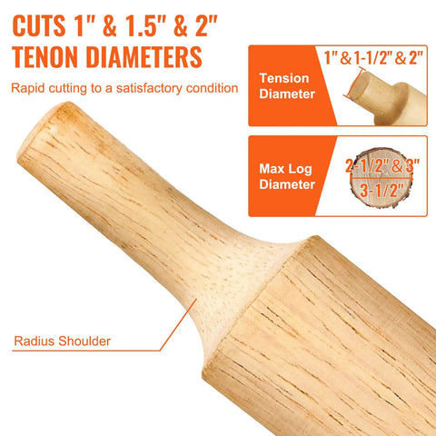 Diagram showing Tenon Cutter For Woodworking 1.5 Inch Diameter With Dual Straight Blades And Button Screws cutting dimensions.