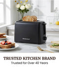 Top Shelf 2 Slice Toaster Features Cool Touch Exterior And Massive 1 25 Inch Slots That Handle Big Bagels And Waffles Like Butter With Six Shade Levers For Crispy Golden Results That Hit Different Every Day A Smooth Operator For Your Kitchen Counter with toasted bread in kitchen setting.