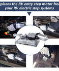 Recreational Vehicle Entry Step Gear Motor And Gearbox Linkage Replacement Kit For Kwikee Electric Steps Series 22 Through 40 Direct Fit OEM Standard Drop In Ready With Auto Shutdown Easy Ten Minute Install