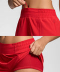 Womens Quick Dry Running Shorts 2.5 Inch Inseam With High Waisted Zip Pockets Lightweight Gym Shorts Built In Liner Red XS detail