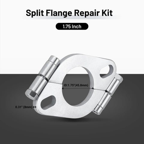 1.75 Inch Split Flange Repair Kit For Exhaust Pipes Carbon Steel oval pipe connector with hinge and hex bolt, heavy duty design.