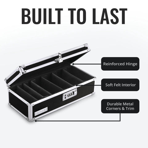 Locking Medicine Storage Box With Combination Lock For Safe Med Storage, First Aid And Pill Organization, Elastic Dividers, Black
