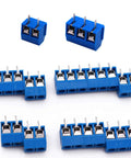 Boxed 2 Pin And 3 Pin 5mm Pitch PCB Mount Screw Terminal Block Connectors Blue For 14 To 22 AWG Wire Rated 300V 10A