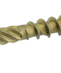 No Drama Bronze Exterior Deck Screws 1 1/2 Inch X 8 Gauge Self Drilling Split Free Outdoor Wood Fasteners For Patios Decks And Fences 75 Pack Ready To Roll, close-up view of bronze screw.