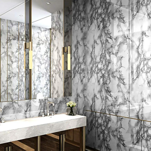 Bathroom with 36x197 Inch Extra Wide Grey Contact Paper for Countertops Peel And Stick Waterproof Vinyl Laminate Sheets.