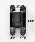 Heavy Duty Self Closing Hidden Door Hinges Holds 120 Lbs Rock Solid Concealed Hardware measuring 6.69" x 0.96".