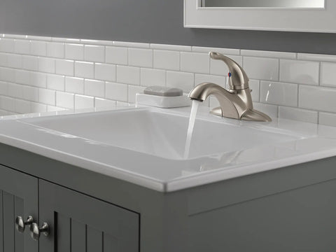 Brushed Nickel Centerset Bathroom Faucet For 4 Inch 3 Hole Vanity Sink With Push Pop Drain Classic Style Stainless Steel