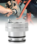 Beefy Wheel Bearing Grease Tool Kit For UTV And ATV Front And Rear Quick Mess Free Grease Change, shown with aluminum tool in use