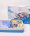 Ultimate STEM Electronics Kit For Kids Ages 8 And Up With 999 Projects In One Mega Circuit Set Includes 64 Components And Full Color Step By Step Manuals For Hands On Experiments Without Soldering Learn Physics And Electronics At Home open box with circuit parts