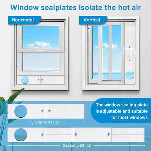 Portable Air Conditioner Window Kit With Adjustable Seal And Dope Vent Panels for horizontal and vertical windows