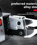 Slick Automatic Electric Terminal Crimping Pliers Featuring Rapid Strip And Cut Action For No Sweat Heavy Duty Automotive Wiring And Seamless Cable Management Solutions, close-up of alloy steel die.