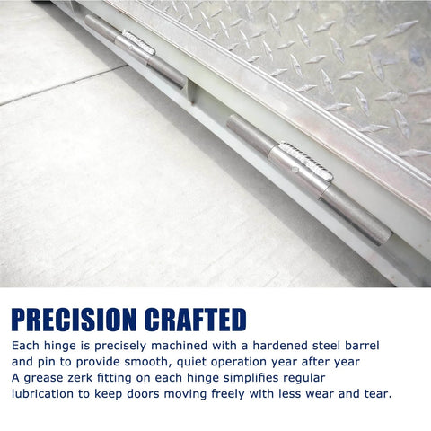 Precision crafted 4-Piece Heavy-Duty Trailer Ramp Hinges, welded on door hinges for heavy-duty doors, lubricatable, powder-coated finish.
