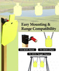 Rugged Rifle Target For Shooting With Half Inch Thick AR500 Steel illustrated in neon color showing mounting options