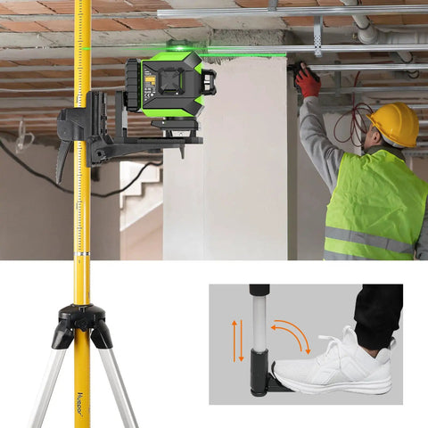 12 Foot Telescoping Pole For Laser Level Mounts On The Job Site With Adjustable Height For Rotary And Line Lasers Mounting One Quarter Inch By Twenty Inch Tripod Included Five Eighths Adapter Nut LP36