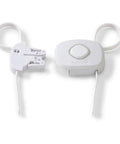 OutSmart Flex Lock White 4 Pack Childproof Cabinet Lock showing front view with hidden button and adjustable straps