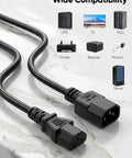 Built Tough Rock Solid 10 Foot Power Extension Cord 2 Pack with C14 Male to C13 Female connectors for wide compatibility.