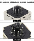 Eight Pin Time Relay For Industrial Automation With 1.2S To 300H Delay, Plug And Play Knob Adjustable Control, 100 240VAC And 100 125VDC, showing new and old models' pin configurations.