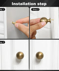 Installation steps for Five Pack Antique Brass Cabinet Knobs And Drawer Pulls, Brushed Bronze Solid Brass Handles on white cabinet