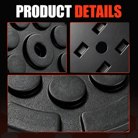 Close-up of Permabrace 4 Pack Round Rubber Car Lift Pads With Anti-Slip Design, showing surface texture and support features.