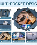 Travel Duffle Bag For Everyday Getaways Foldable Waterproof Weekender Carry On With Wet Compartment And Detachable Shoulder Strap, multi-pocket design
