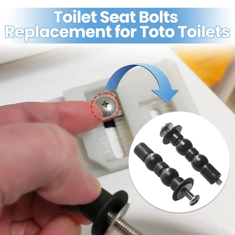 Top Mount Toilet Seat Bolts With Expanding Rubber Anchors For Toto Compatible Fixtures Quick Swap Bulletproof Grip view of installation components