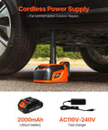 Wireless 5 Ton Electric Car Jack With Remote Control under SUV, cordless operation with 2000mAh battery and fast charger