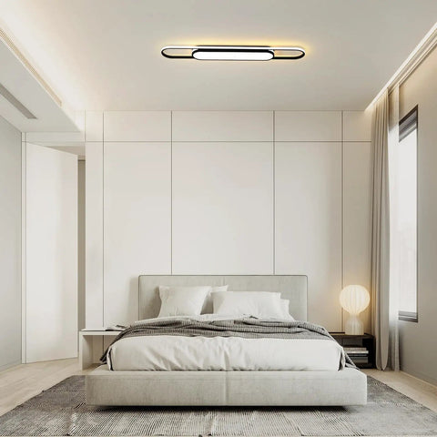 Modern Dimmable LED Chandelier Flush Mount Ceiling Light With Remote Control, 5 Flower Acrylic Shades, 27.5 Inch, 40W in a bedroom
