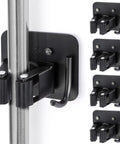 Stainless Steel Broom Holder With Four Grippers And Four Hooks Heavy Duty Wall Mount Organizer For Mop Broom Tools Rust Resistant SUS304 Black Finish