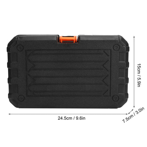 Closed storage box of 9 Piece Home Repair Tool Kit With Screwdrivers, Pliers, Hammer, Utility Knife, Digital Electric Pen, Ruler.