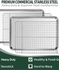 Quarter Sheet Pan With Cooling Rack Set Two Baking Sheets And Two Wire Racks Stainless Steel Rust Resistant Nonstick for Oven
