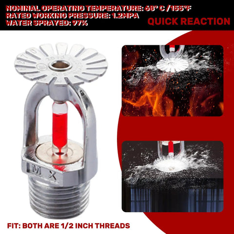 Quick Response Pendent Fire Sprinkler Head With Sixty Eight Glass Bulb And Half Inch Thread for effective fire suppression