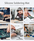 Image showcasing the use of Extra Large Silicone Soldering Mat 21.6 By 13.8 Inches, Heat Resistant Up To 932 Degrees Fahrenheit in various repairs.