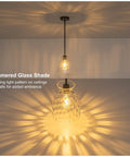 7.5" Black Hammered Glass Pendant Lights Kitchen Island Lighting 1 Pack E26 showcasing an elegant hammered glass shade with light pattern.