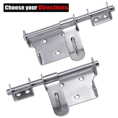 Sliding Latch 6 Inch Thick Stainless Steel Bucket Bolt With Padlock Hole Brushed Finish For Interior Latch Doors Cabinets Chests Gates Heavy Duty Construction Suitable For Indoor And Outdoor Use 2 Pack