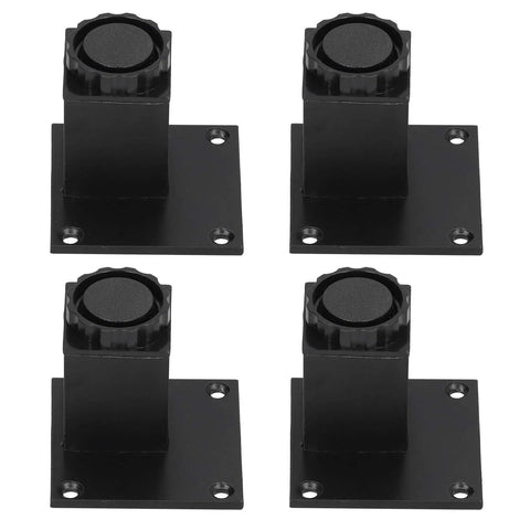 Adjustable Furniture Leg Set For Sofa Cabinet TV Stand And More Aluminum Alloy Square Base 60mm Raises Up To 15mm Black Finish