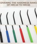 Six-Piece HRC40 To HRC65 Hardness Tester File Set With Color-Coded Handles, 7.1-Inch Carbon Steel Files, Heavy-Duty Pro-Grade Metal Hardness Testing Kit For Industrial QC, Machining, Tool Manufacturing, Includes Oxford Storage Bag.