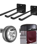 Heavy Duty Double Garage Hooks Wall Mount 12.44 Inch Long Utility Hangers Two Pack For Ladders Bikes Tires Garden Tools