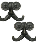 Badass Vintage Cast Iron Beard Shaped Wall Hook Kit With Heavy Duty Screws for hanging bags and keys.