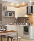 Modern kitchen with 3 Inch LED Recessed Ceiling Light Kit With Junction Box, 10W, 5 CCT selectable downlights, 4 pack installed.