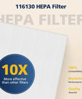 Replacement Filter H 116130 For 5500 2 And AM80 Air Purifiers Top Notch Premium HEPA Filter detail with performance highlights.