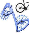High-Performance Ceramic Bearing Guide Pulley For 11/12 Speed Derailleur, Aluminum Alloy Cage, 1x Drivetrain Upgrade, Low Friction, Durable Construction, Slick Shifts, Handles Up To 50T Cassette, Beefed-Up Performance Boost For Mountain. Blue ceramic bearing guide pulley set for 1x bike drivetrain