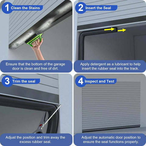 Step-by-step installation of Garage Door Bottom Seal Kit 16.5ft EPDM Rubber Weatherproof Seal With Aluminum Track Kit