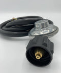 Regulator and hose component of Two Burner Portable Propane Stove With Auto Ignition 20000 BTU Stainless Steel Outdoor Cooktop